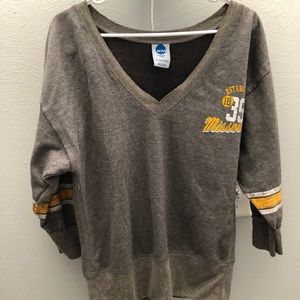 Mizzou Off The Shoulder Crop Sweater